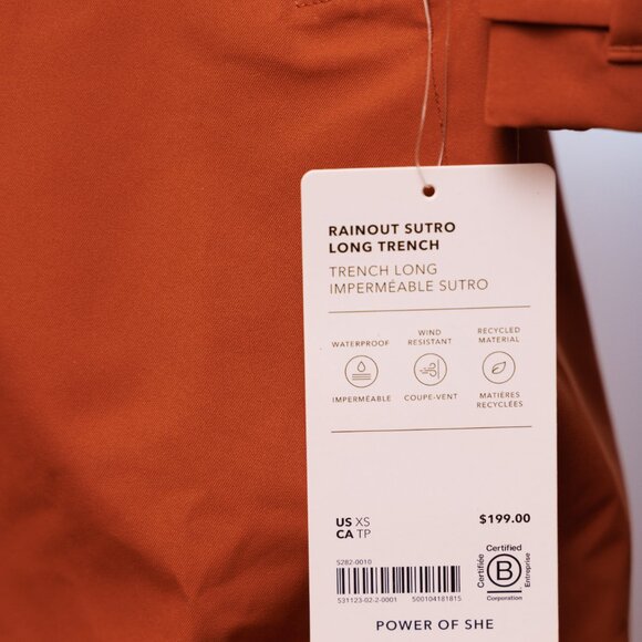 Athleta Rainout Sutro Long Trench XS Womens Nutmeg - Picture 4 of 11